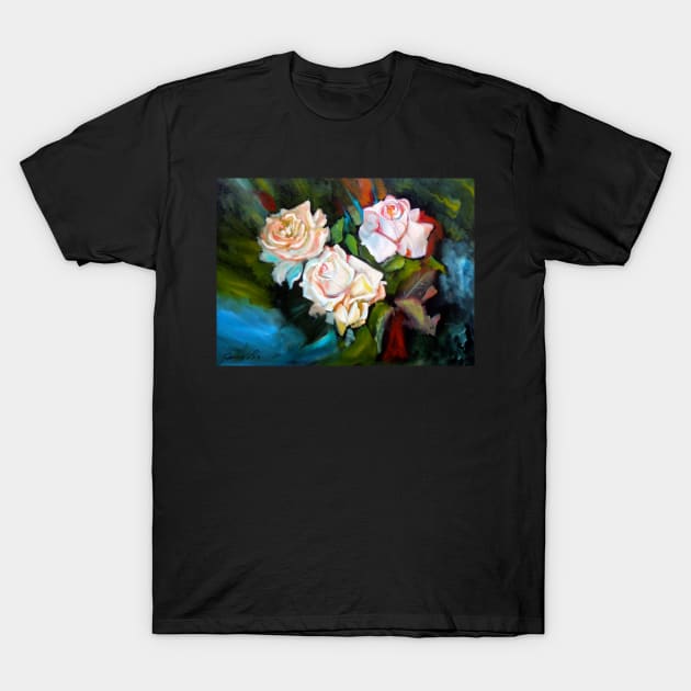 White Glowing Roses T-Shirt by jennyleeandjim